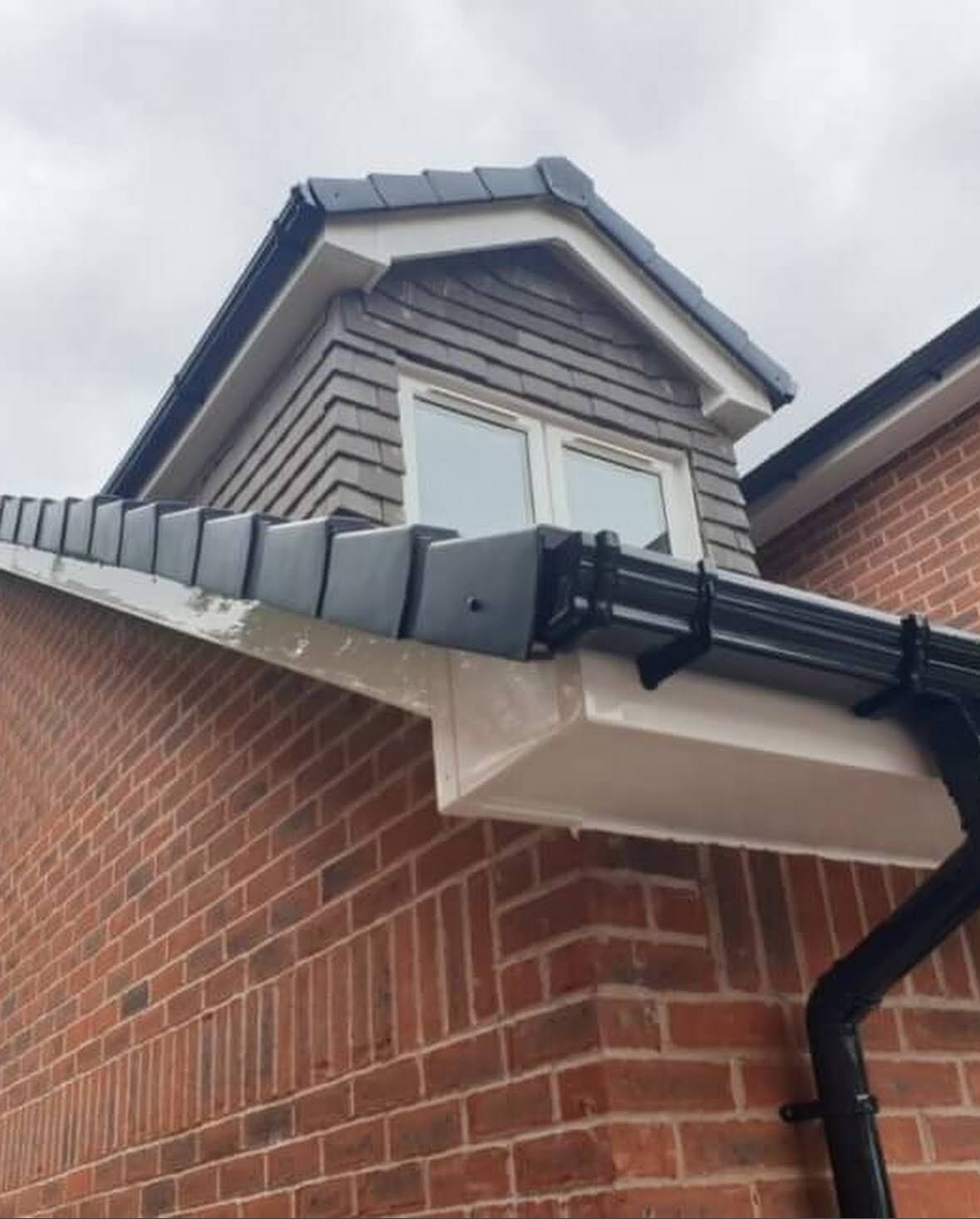 Clean fascias, soffits and guttering on a Leicester property after exterior cleaning